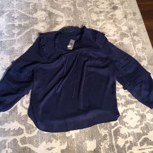 NWT Ann Taylor Petite Navy Blue Blouse